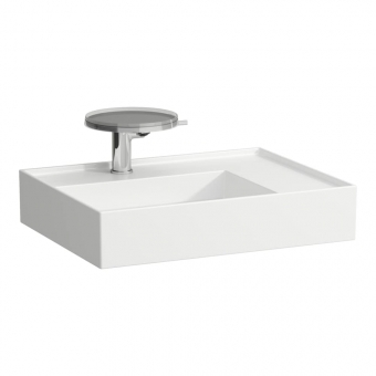 Praustuvas Laufen KARTELL 600x460x120 mm, platus kraštas dešinėje, su 1 anga maišytuvui viduryje, be perlajos 